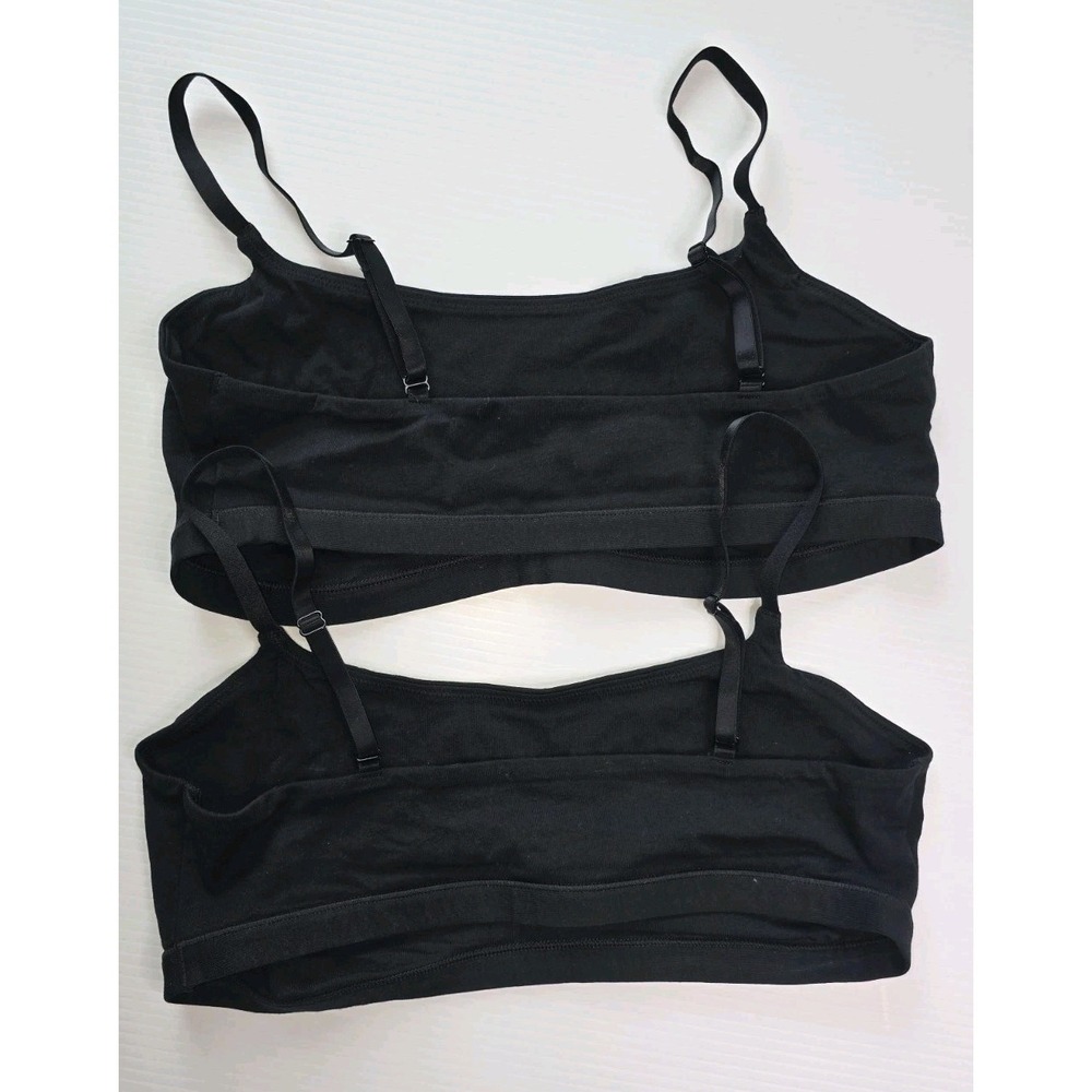 Quince Organic Cotton Bralette Set 2 XL Black Wireless Stretch Lounge Bras NWOT - Picture 6 of 6